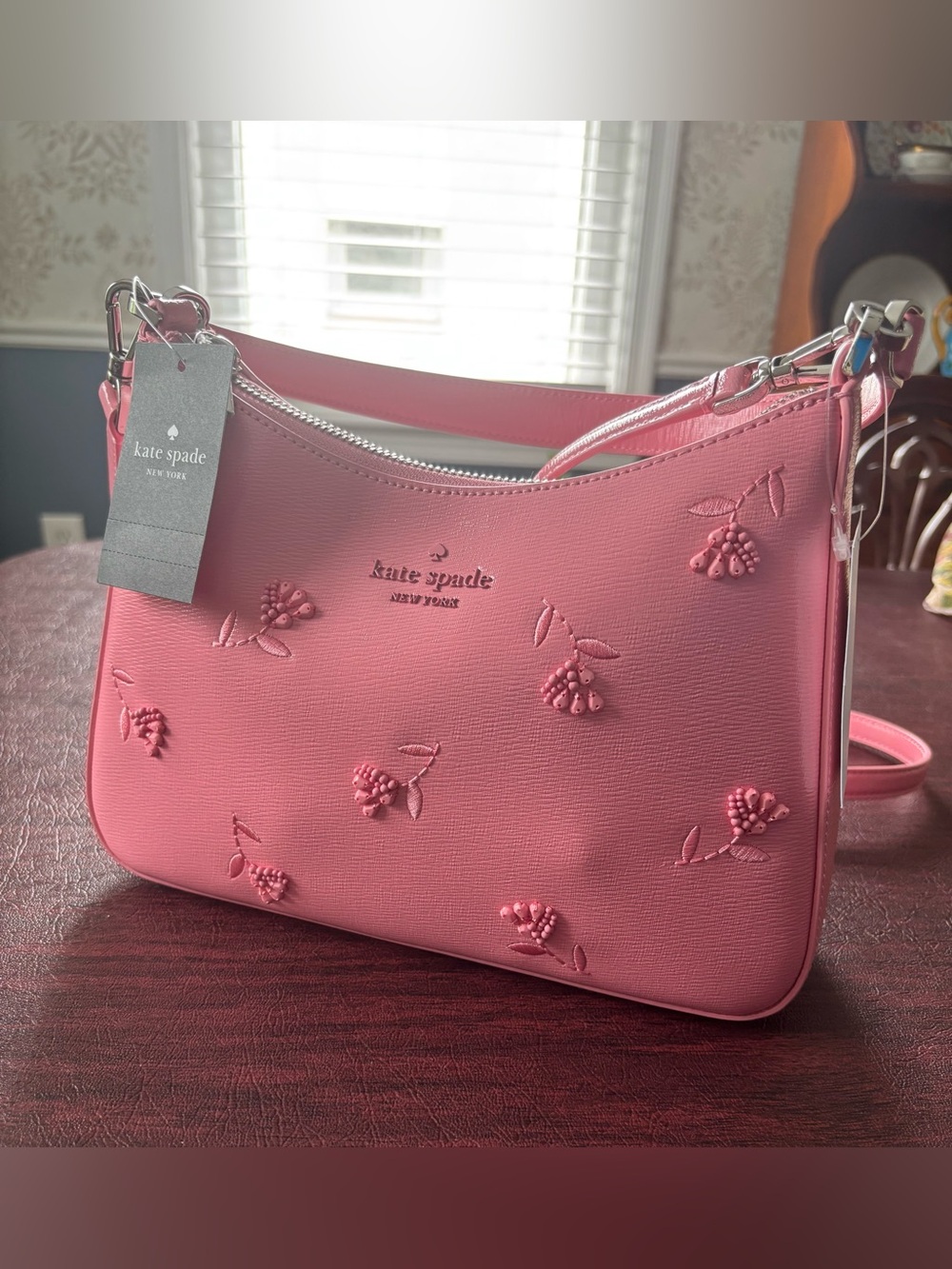 Kate Spade KN604 Margo Shoulder Bag – Pink with Floral Beading NWT $379